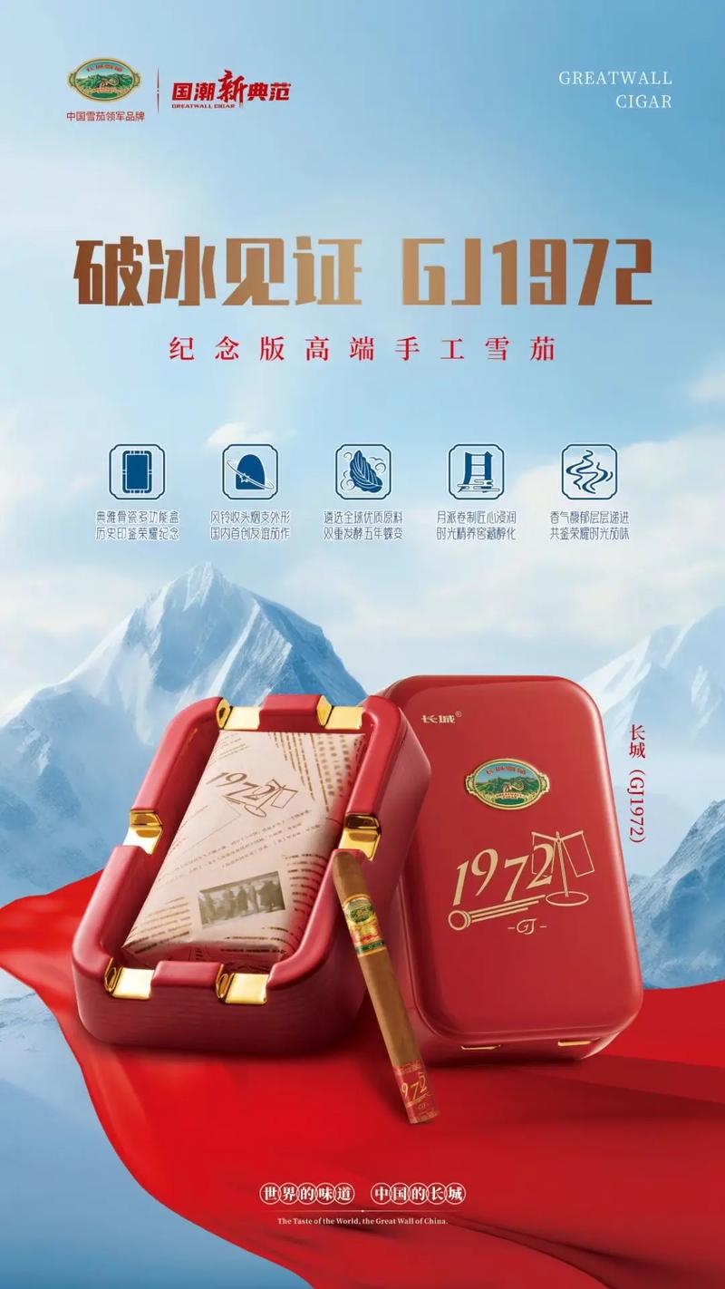 长城雪茄GJ1972红金瓷盒实拍